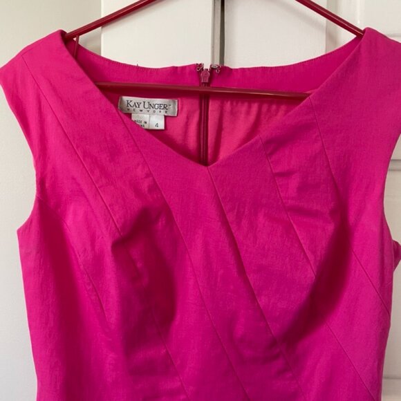 Size 4 Kay Unger magenta/hot pink minidress - Picture 2 of 6